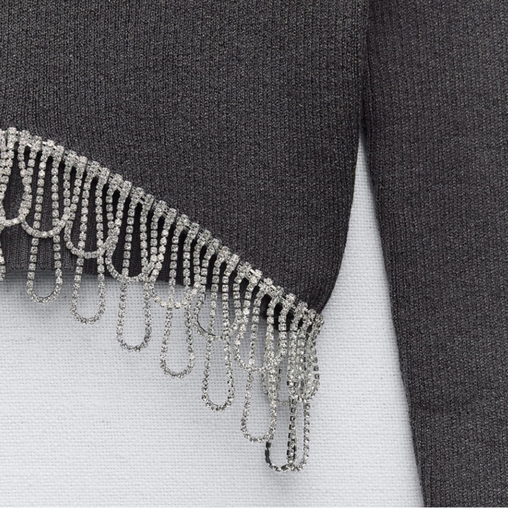 Zara Rhinestone Soft Cropped Top - Picture 8 of 8